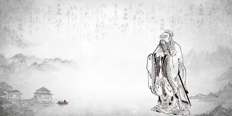 浅灰色水墨古风中国文化国学文化孔子展板背景礼仪背景