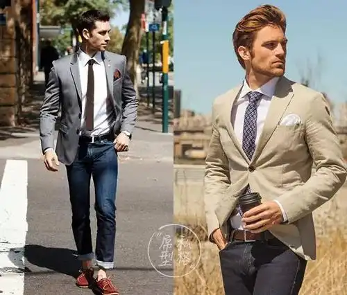 72穿休闲西装最好搭配休闲皮鞋或是帆布鞋,不要穿正装皮鞋,至于跑步