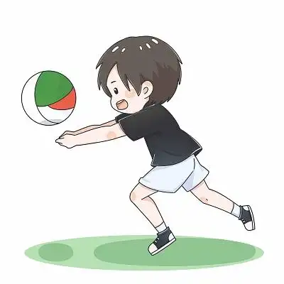 卡通运动打排球男孩插画素材png