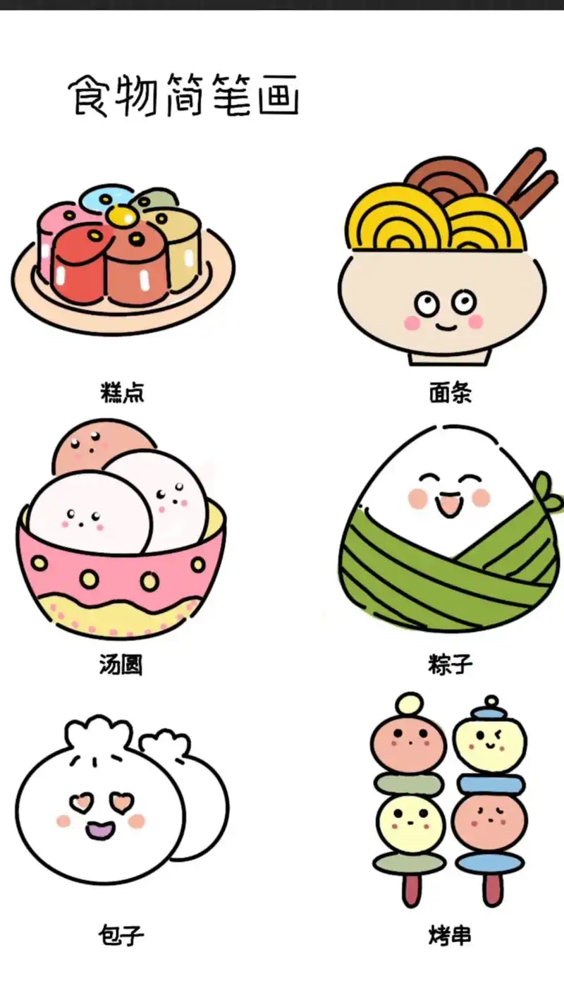 食物简笔画.#创作灵感 #简笔画 #跟着抖音学画画 #一学就 - 抖音
