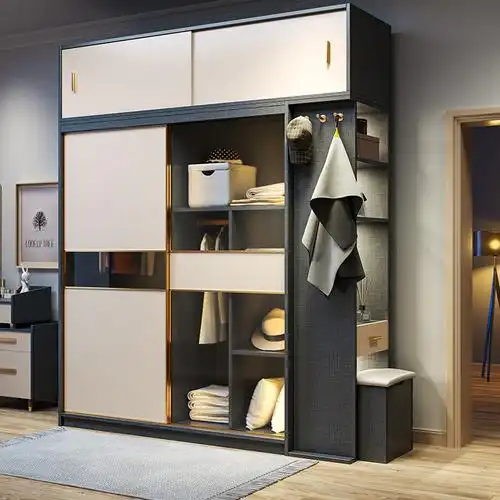 卧室衣柜2021年新款房间衣柜移门简约现代轻奢带梳妆台推拉门衣柜