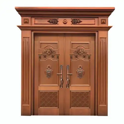 爱唯铜艺欧式索贝造型对开纯铜门带门头别墅用大门