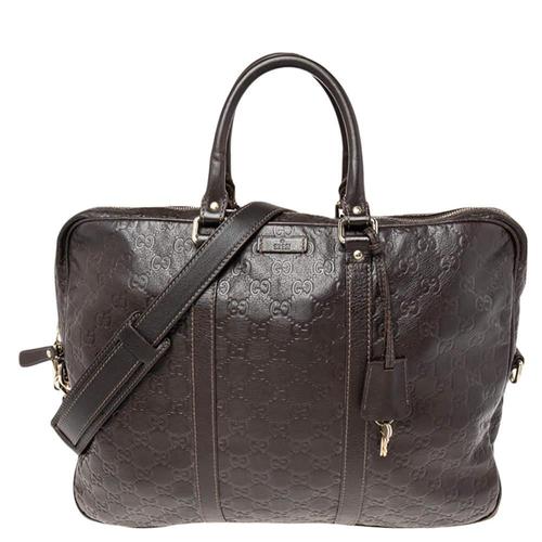 古驰gucci公文包|brown gg embossed leather briefcase
