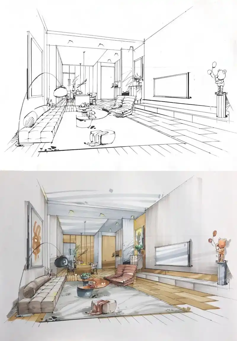 室内设计马克笔手绘效果图客餐厅