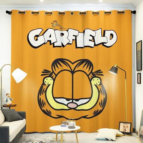 加菲猫动漫卡通挂钩新款窗帘布卧室欧弟全遮光儿童房寝室隔断隔温