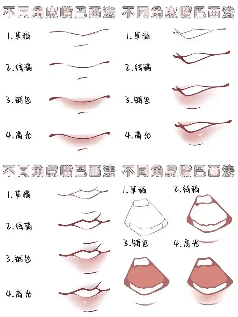 不同嘴巴绘画画法参考.#零基础学画画 #板绘 #插画 #pr - 抖音