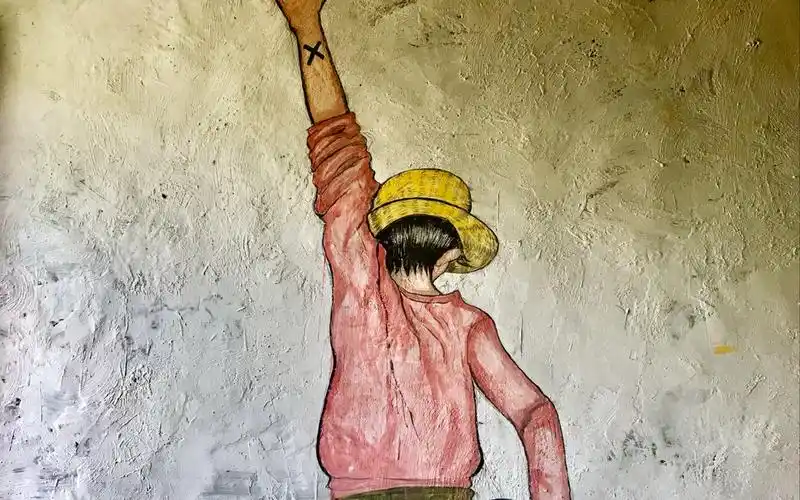 【手绘】水彩墙绘海贼王路飞