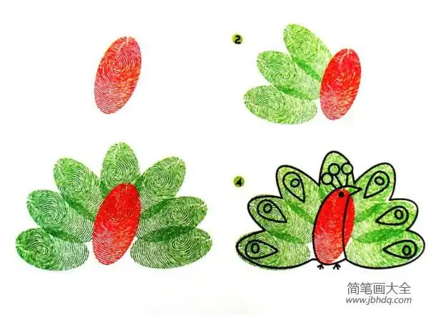 简笔画大全 儿童画 手指画幼儿创意指印画图片,各种动物创意指印画