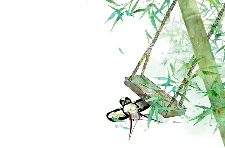 板绘插画绘画水彩竹林和纸胶带