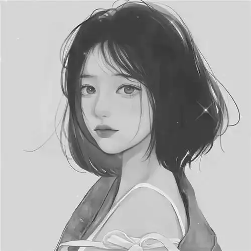 简单头像女生手绘黑白气质高清图片