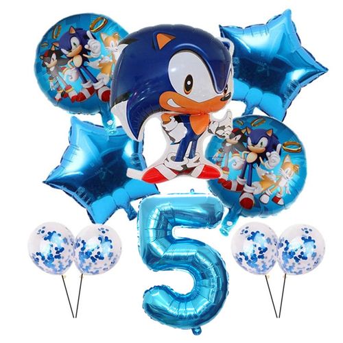 索尼克铝膜气球亮片数字1-9 岁生日派对装饰儿童主题派对装饰布置