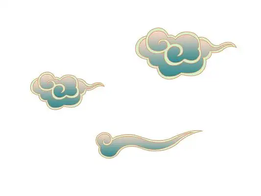 绿色手绘国潮古风中国风祥云元素png素材