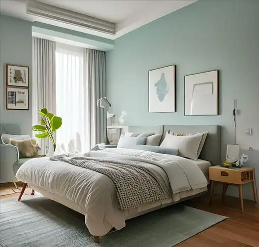 清新北欧风卧室,让人置身于远离喧嚣,回归自然的环境中