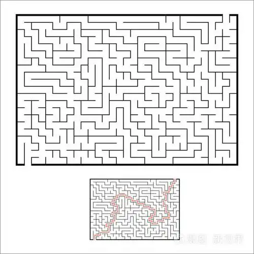 抽象的长方形迷宫. 孩子们的游戏. 儿童拼图. 一个入口一个出口. 迷宫