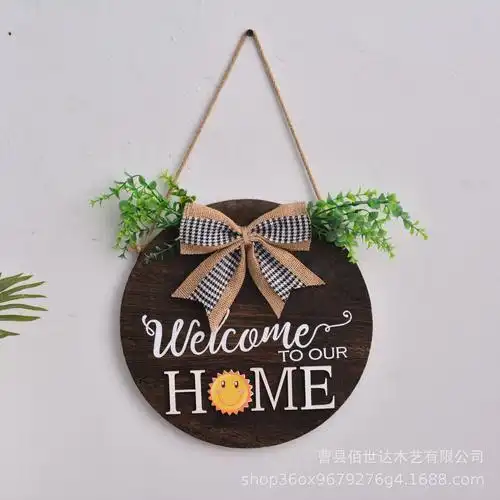 实木圣诞节独立日装饰木质挂牌节日欢迎门牌diy可替换木质挂牌