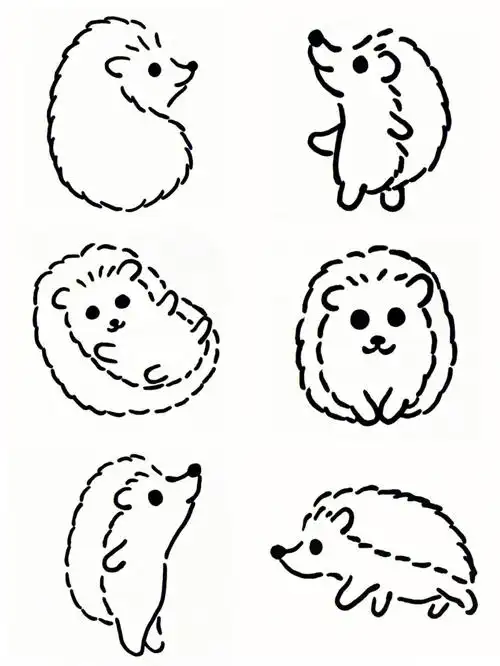 极简手绘表情动物简笔画02可爱小刺猬