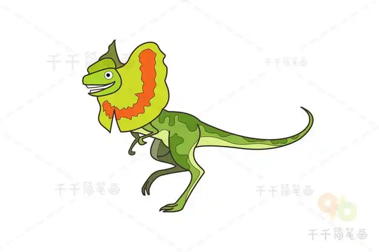 古生物 双脊龙简笔画_恐龙简笔画