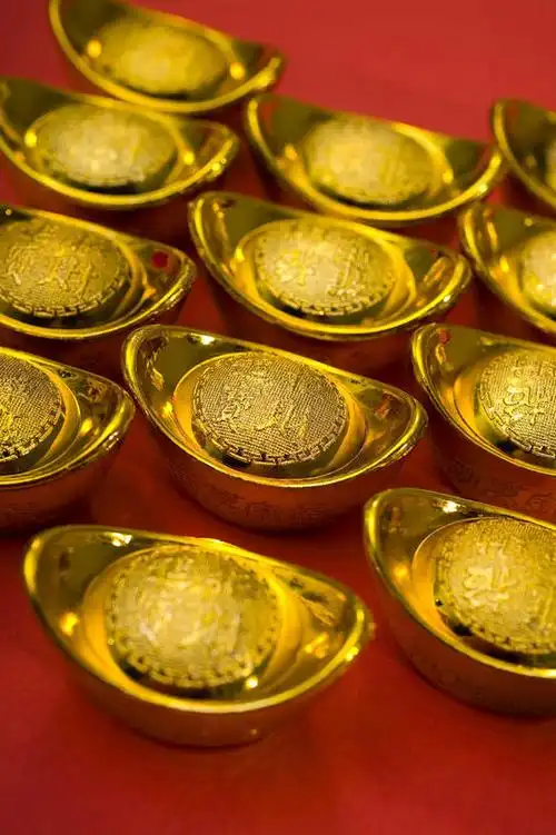 背景,整齐,并列,并排,金属,钱币,很多,排列,金色,金融,摄影,金元宝