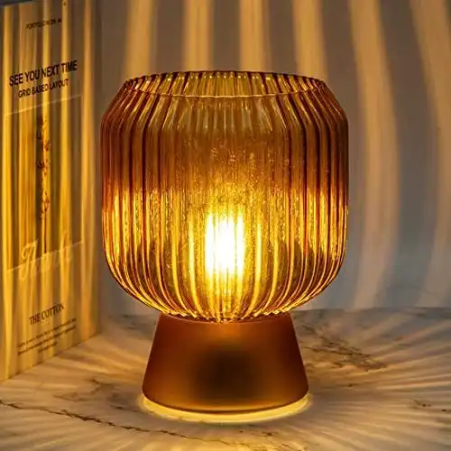 电池供电灯,时尚夜灯定时器,客厅/卧室/走廊/入口灯(琥珀色)