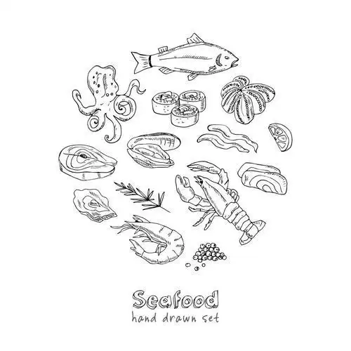 装海鲜餐盘简笔画