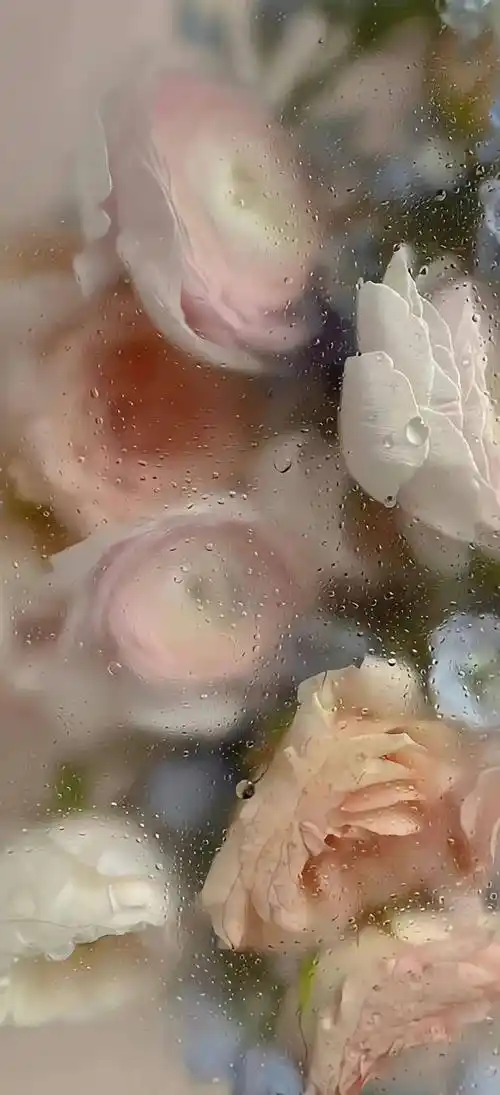 超高级der氛围感锁屏壁纸~水滴鲜花壁纸(296106906107)