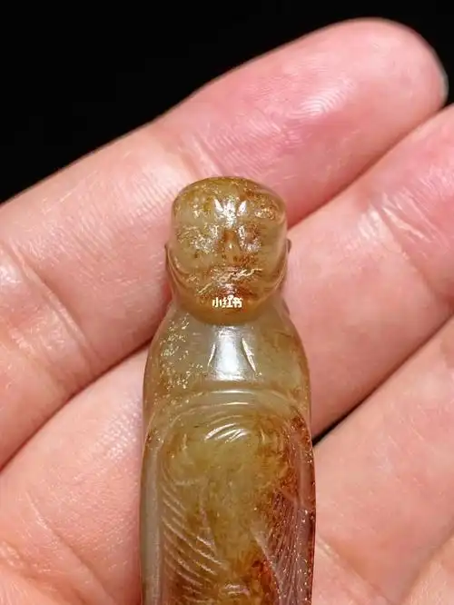 宋 和田玉籽料沁色 罗汉 玉勒 把件挂件