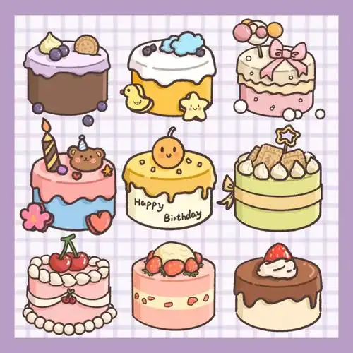 原创手账素材萌萌的简笔画蛋糕