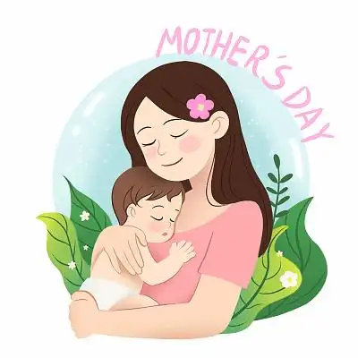 卡通母亲节感恩妈妈抱宝宝png素材