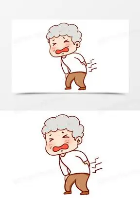 卡通手绘老人家腰痛元素