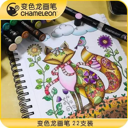 正品英国chameleonpens变色龙画笔22支装双头渐变变色马克笔