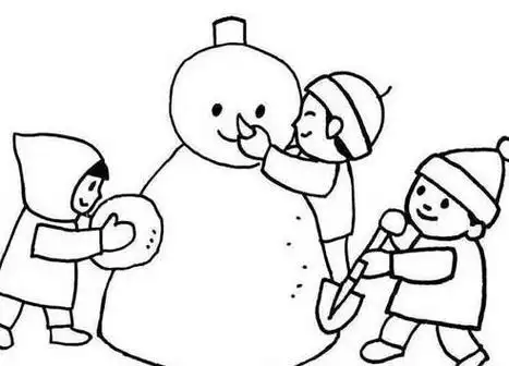 雪人滑雪橇卡通图简笔画