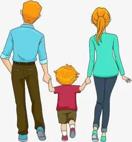 一家三口的背影