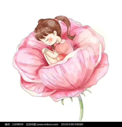 花中的小女孩第1张