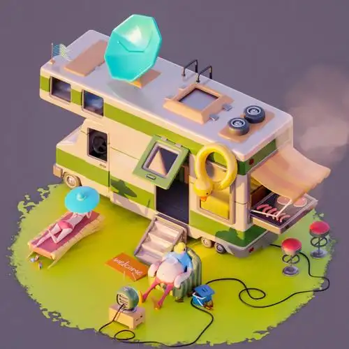 3dmax卡通小餐车场景建模