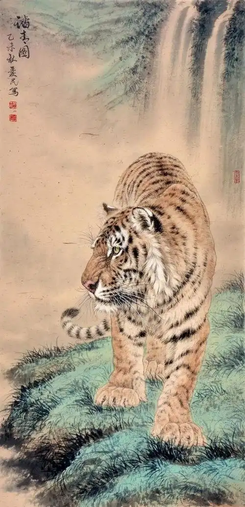 2005年正式拜师孟祥顺先生,入室学习画虎,多年来一直研究国画工笔虎