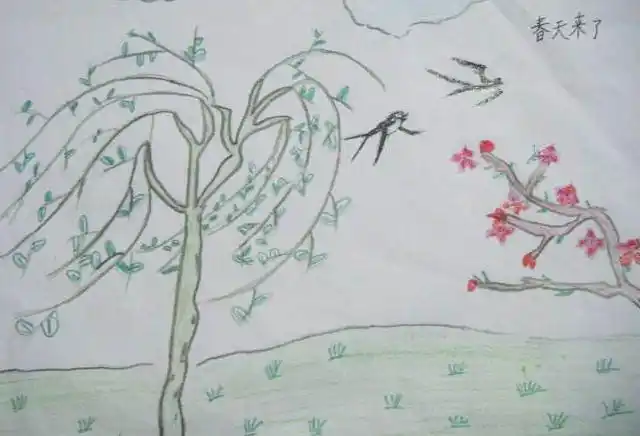 幼儿园绘画美丽的春天儿童画作品图片