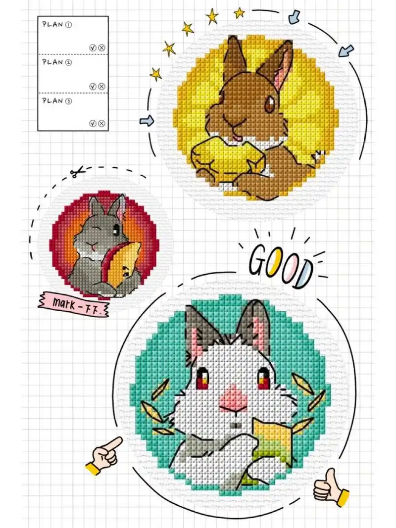 兔宝宝十字绣图案