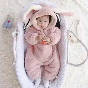 网红婴儿服可爱超萌秋冬连体衣6加绒加厚9三个月宝宝冬装套装哈衣