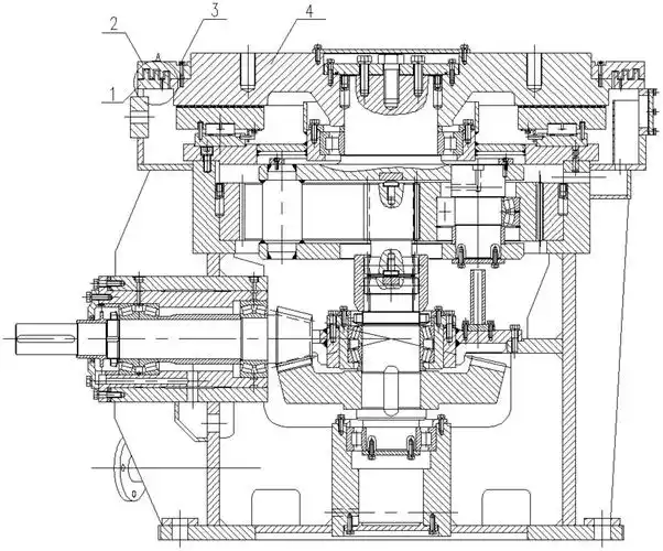 一种带模块化组合密封结构的立磨齿轮箱