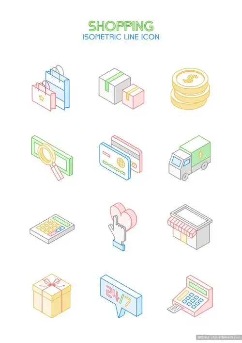 卡通彩色线稿生活服务app图标网页icon矢量图标素材