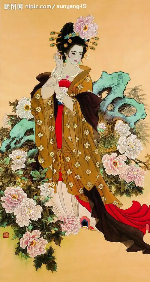 苏绣diy人物套件古典仕女贵妃牡丹40cm80cm苏绣