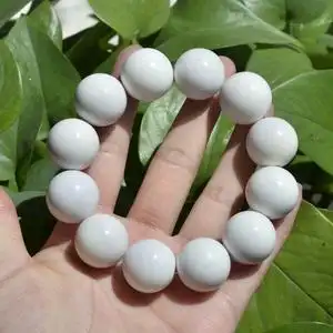 27#新疆罗布泊白色蛋白石手链原石手钏20毫米大珠子手串