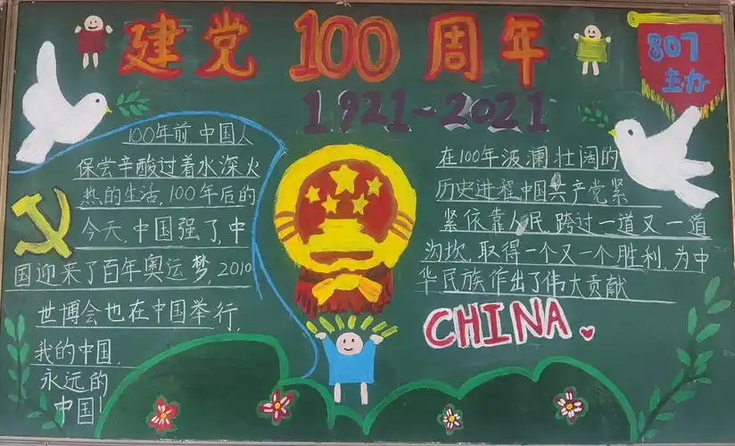 粤华初中部"庆祝建党100周年"黑板报展示