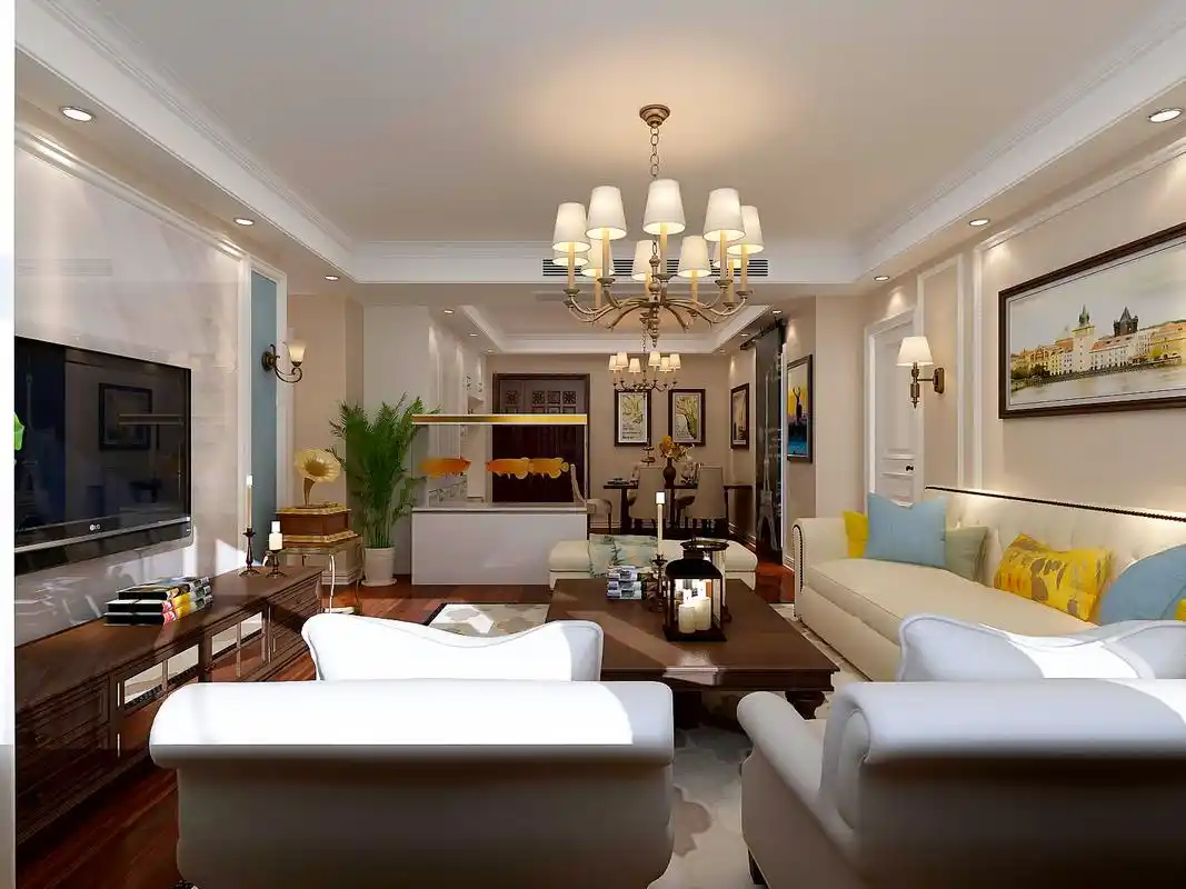 潍坊保利中央公园现代简约三居室装修效果图_107平米5万装修设计案例