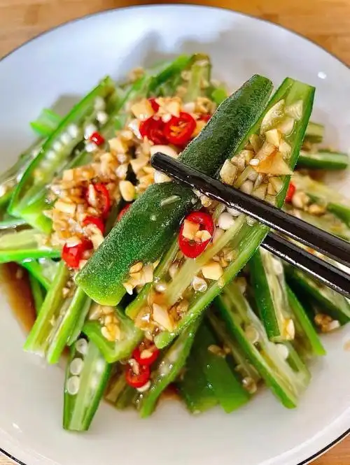 凉拌秋葵7575秋葵最的做法75超好吃7575