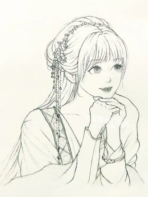 古风人物线稿教程小兰花含步骤图