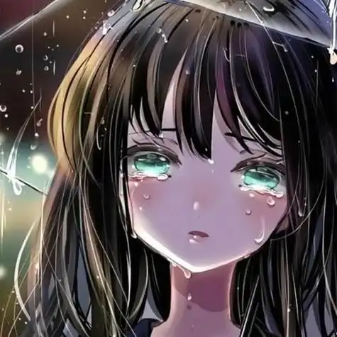 伤感女生头像动漫 哭泣 雨中
