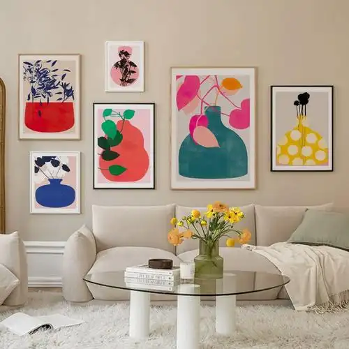 墙壁装饰挂画内芯油画布一组静物花瓶色块画芯小清新水果可爱风格