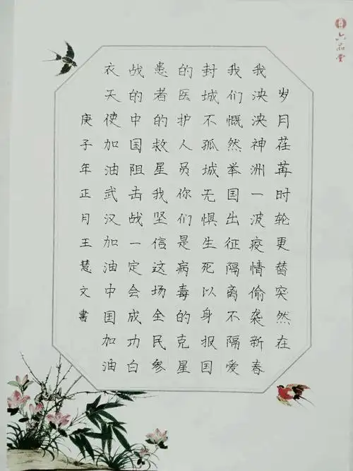 涉县兰亭书法学校"众志成城 抗击疫情"硬笔书法网络展(第一期)