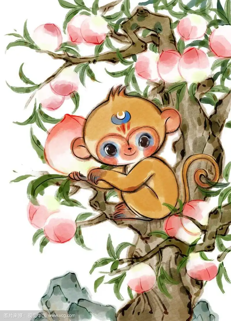 十二生肖猴水墨画